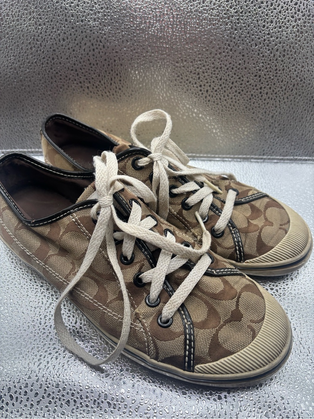 Coach Signature Chestnut Brown Barret Lace Up Shoes Womens Size 8 Sneakers
